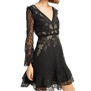 French Connection Bella Sparkle Embellished Lace Dress